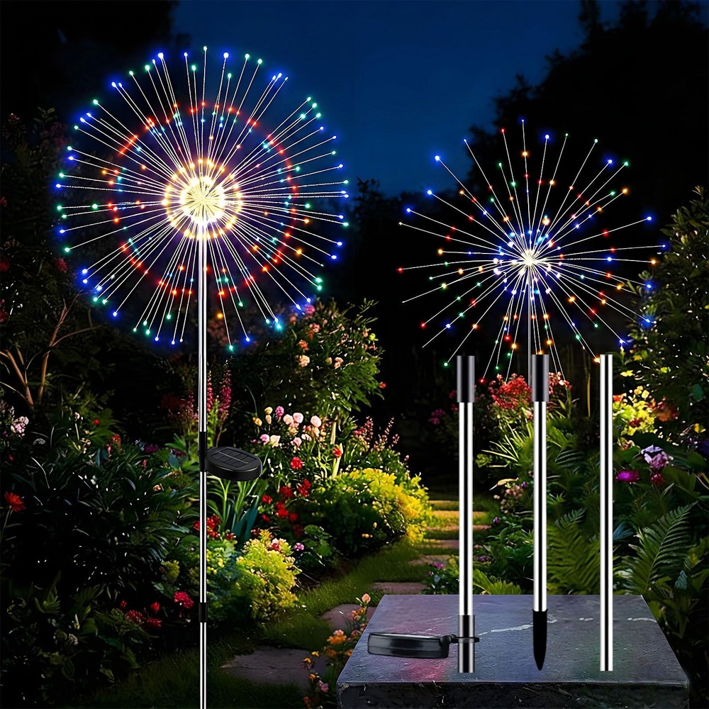 colcutee 2 Pack Solar Firework Lights Outdoor, Adjustable 2 Pack, Multicolor