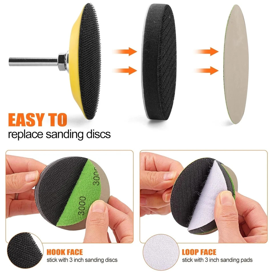 5 Pack 3 Inch (75mm) Foam Interface Pad, Hook and Loop Soft Foam Buffing Pad