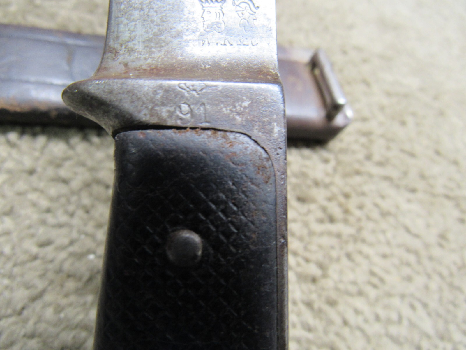 Danish M1889 Krag Jorgensen Bayonet w/ Scabbard Dated 1891 WK & C Mfg