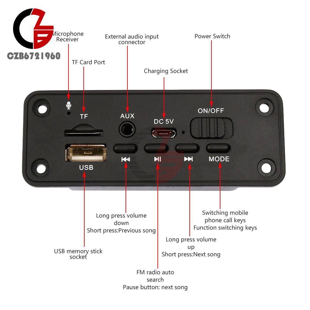 Audio Amplifier Decoder Board Audio Module USB TF Radio Bluetooth Car MP3 Player
