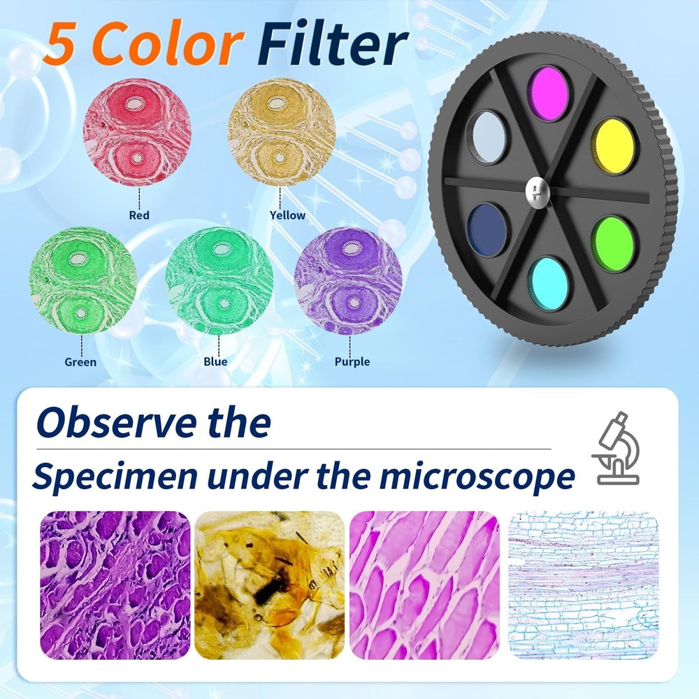 Microscope for Kids & Adults, 40X-2500X High-Power Compound Microscope for St...