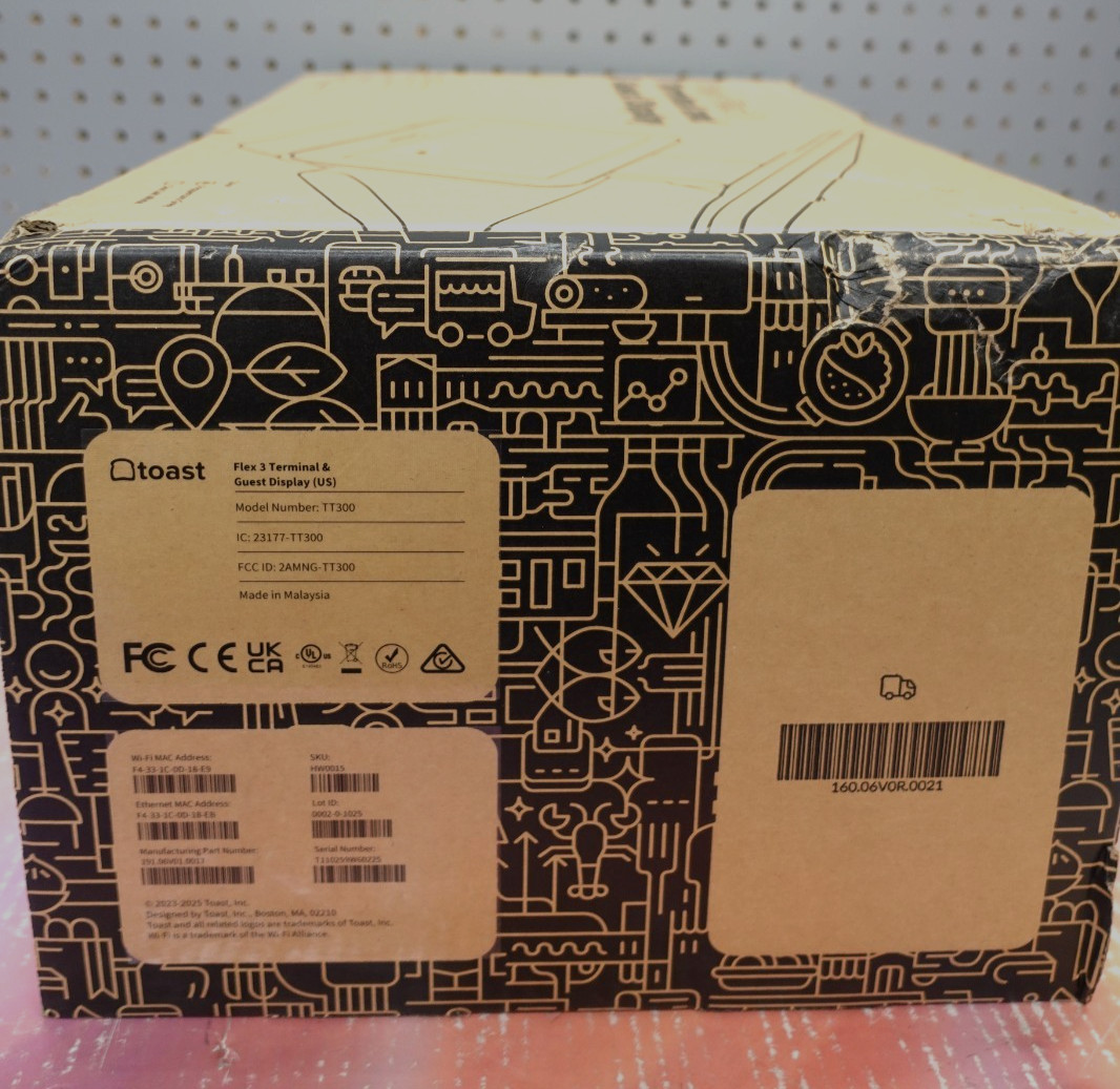 Toast Flex 3 POS Dual Terminal And Guest Display TT300