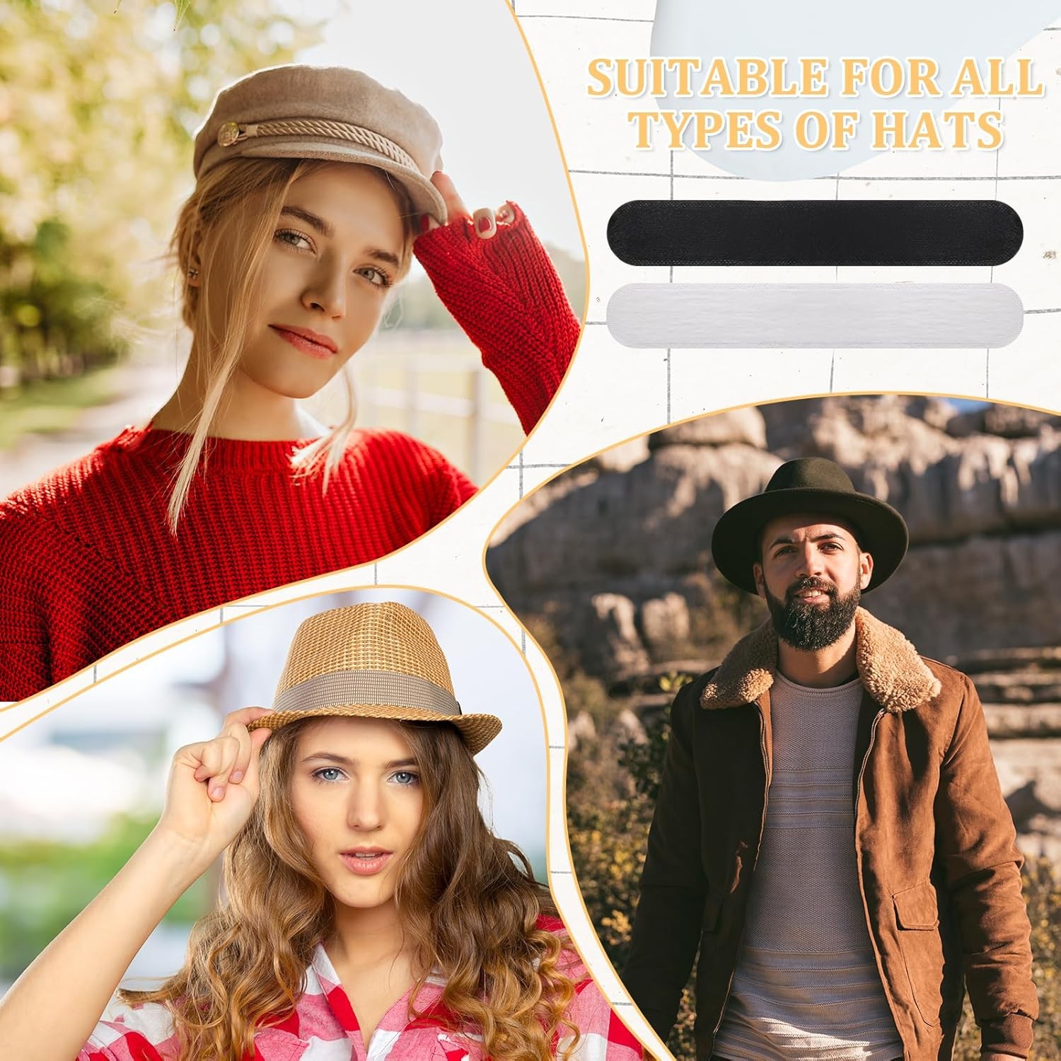 20 Pcs Hat Sweat Liners, Protector Self One Size, Black, White