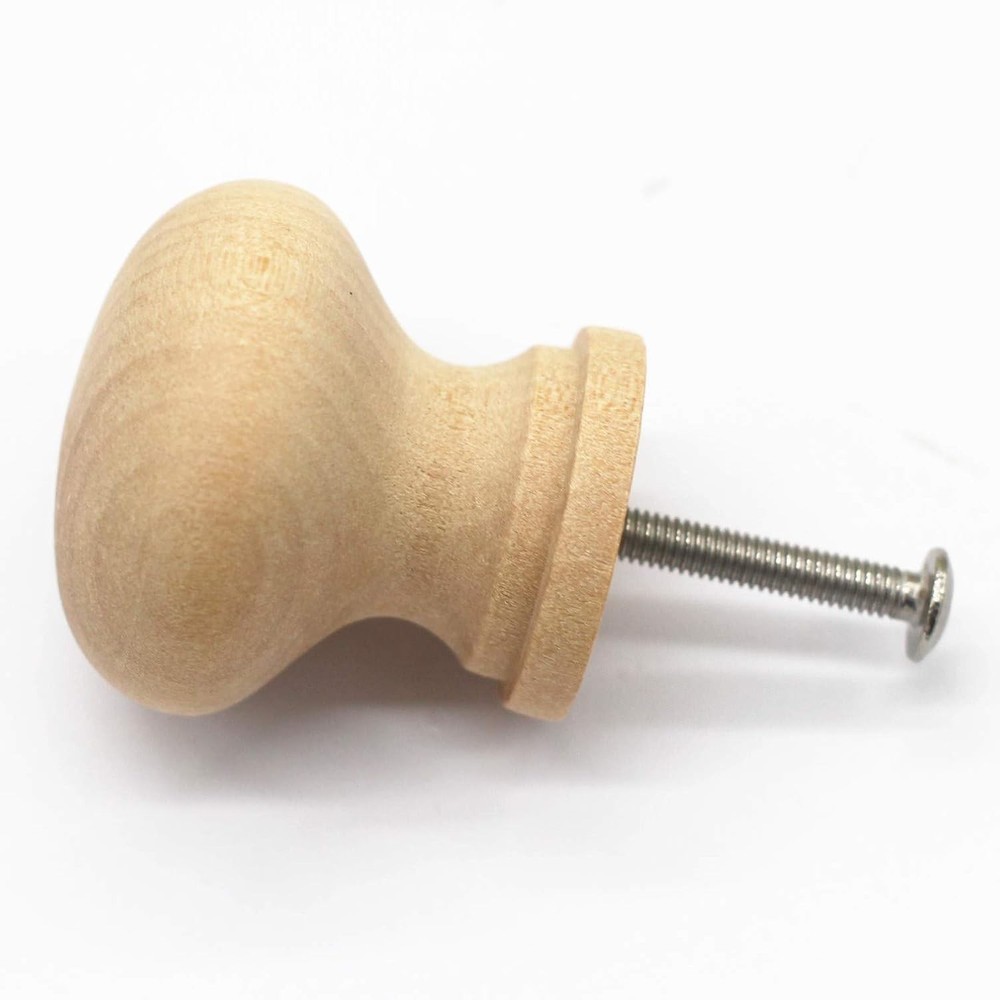 16 Pcs Wooden Drawer Knobs Unfinished Round Cabinet Pull Handles Set