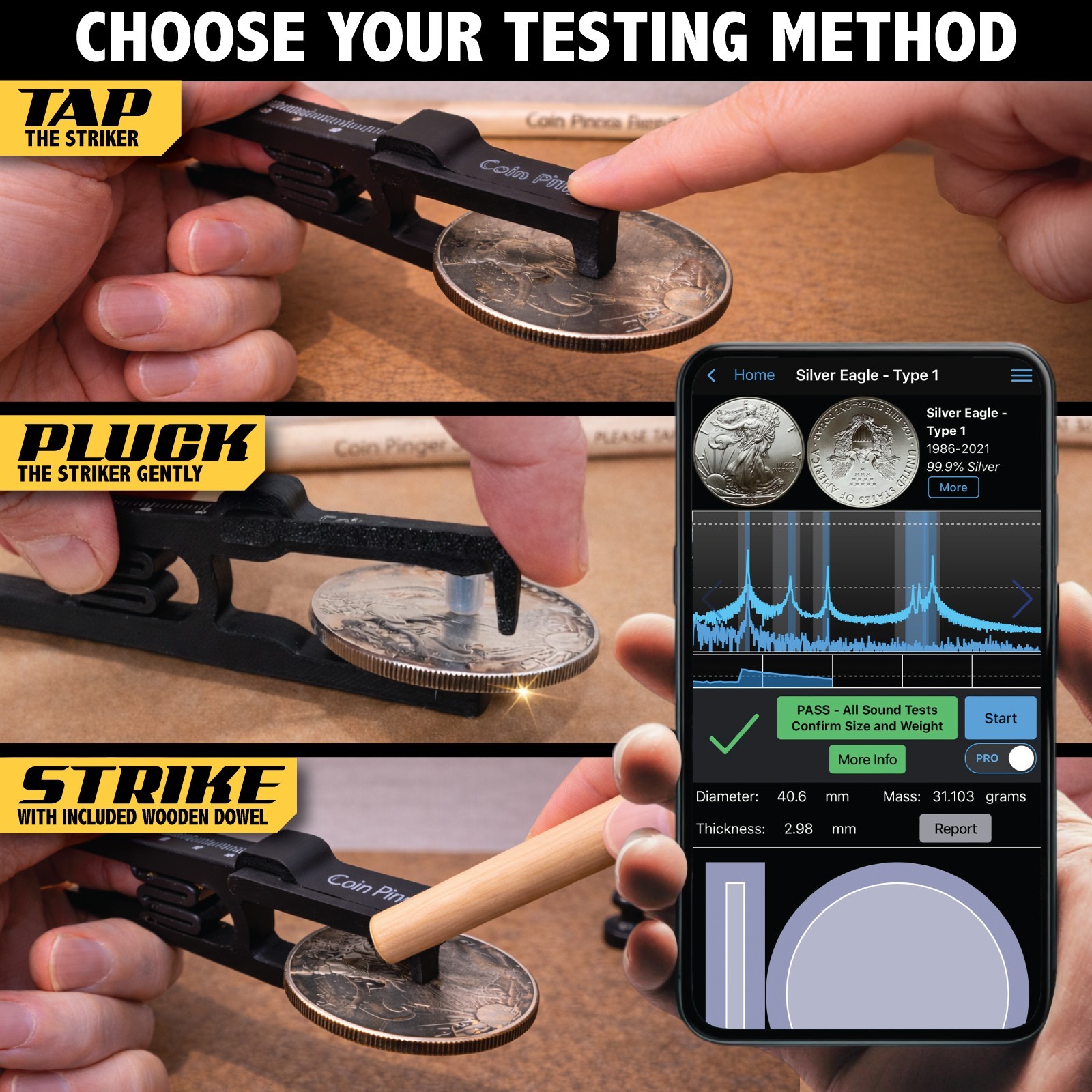 Coin Pinger Deluxe Kit – Gold & Silver Coin Ping Test Kit, Ping Resonance Tester