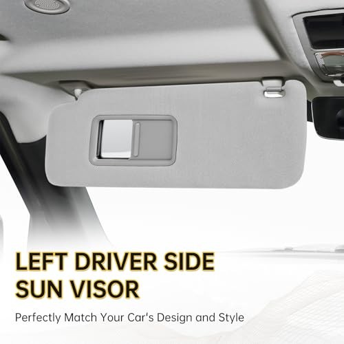 Left Driver Side Sun Visor with Vanity Light Compatible with to Left Side Grey