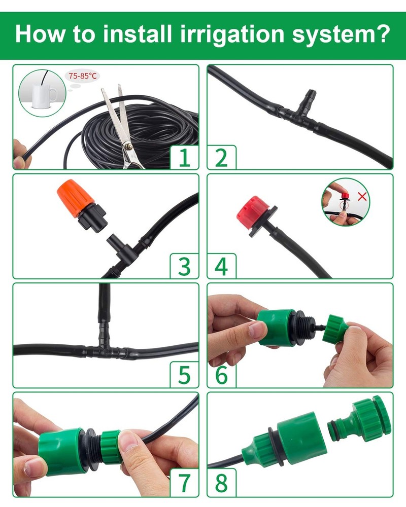 50Ft Automatic Drip Irrigation System for Garden, 1/4" Micro Watering Kit wit...