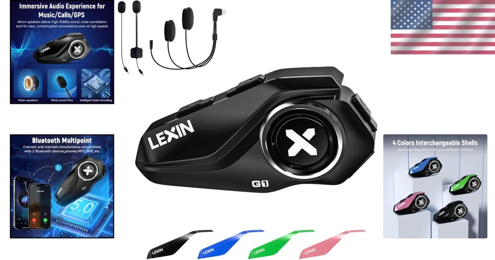 HD Stereo G1 Motorcycle Headset with Dual Mics & Hands-Free Call Functionality