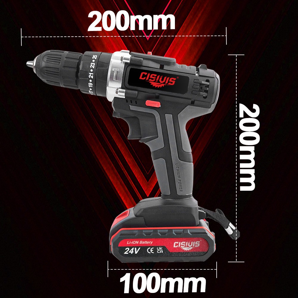24V Cordless Impact Driver Hammer Drill Combo Kit with 2 Battery & Charger.