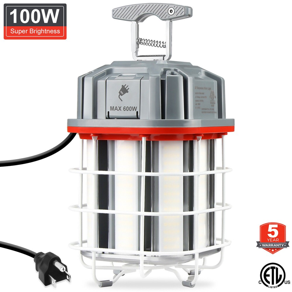 100W Linkable LED Temporary Jobsite Work Light Construction Lamp 5000K Daylight