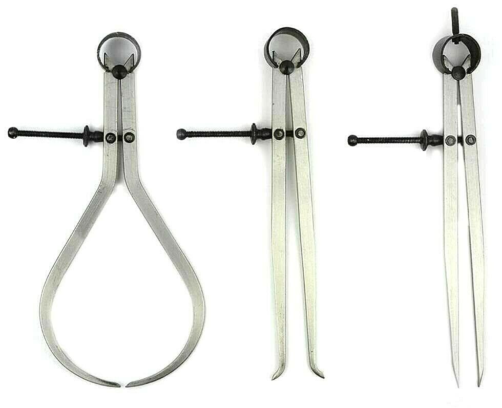 3 pc 8" Inch  Spring Caliper Inside and Outside | Spring Divider 200 mm Tool Set