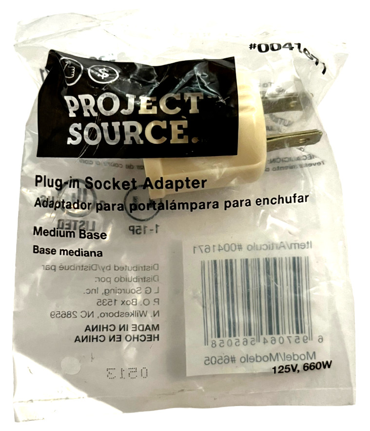 Plug-In Socket Adapter - Medium Base - Item # 0041671 - PROJECT SOURCE