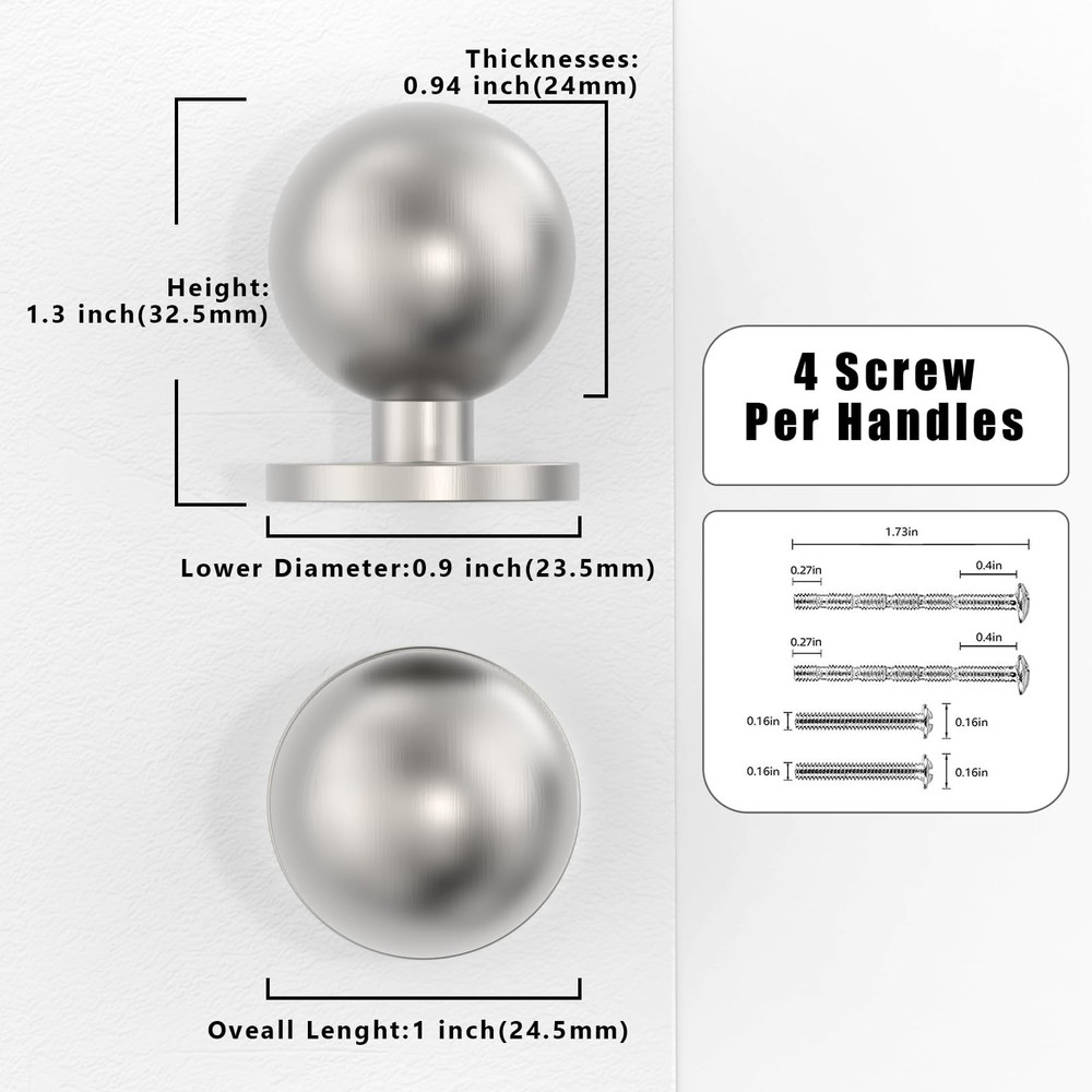 10 Pack Brushed Satin Nickel Kitchen Cabinet Knobs 1 Inch(25mm) Cabinet Pulls...
