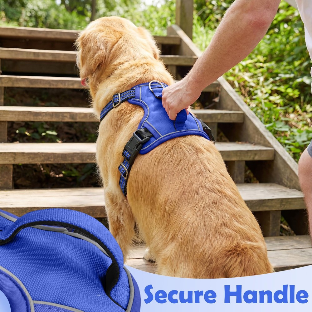 Dog Harness Medium No Pull, Adjustable 2 Clips Anti-Pull Vest with Practical ...