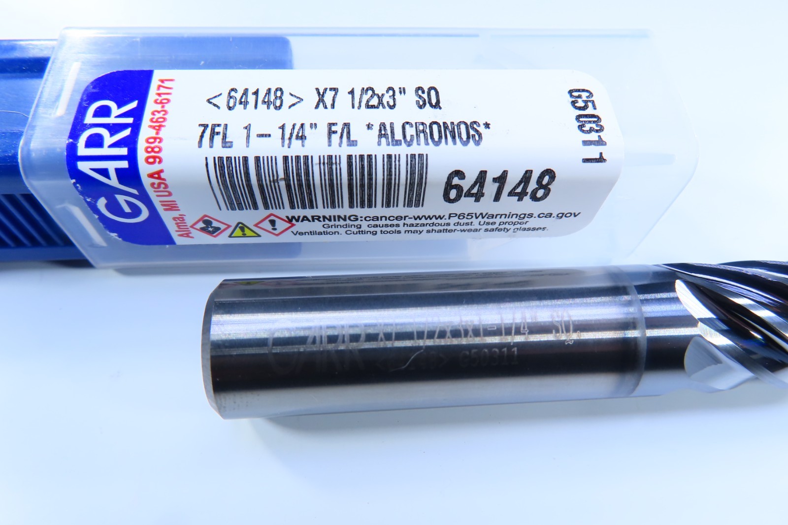 NEW 1/2" GARR 7 FLUTE ALCRONOS COATING 64148 SOLID CARBIDE CUTTING END MILL