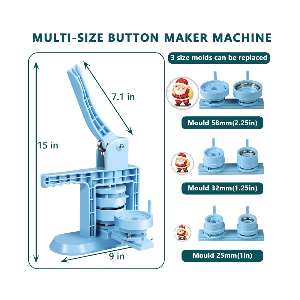 Button Maker Machine Multiple Sizes 1+1.25+2.25inch(4th Gen), DIY Button Pin ...