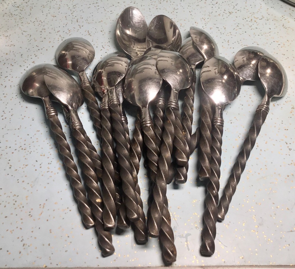 HAMPTON SILVERSMITHS BRADE BLACK TWISTED BAR HANDLE PATTERN SS TEASPOON GUC