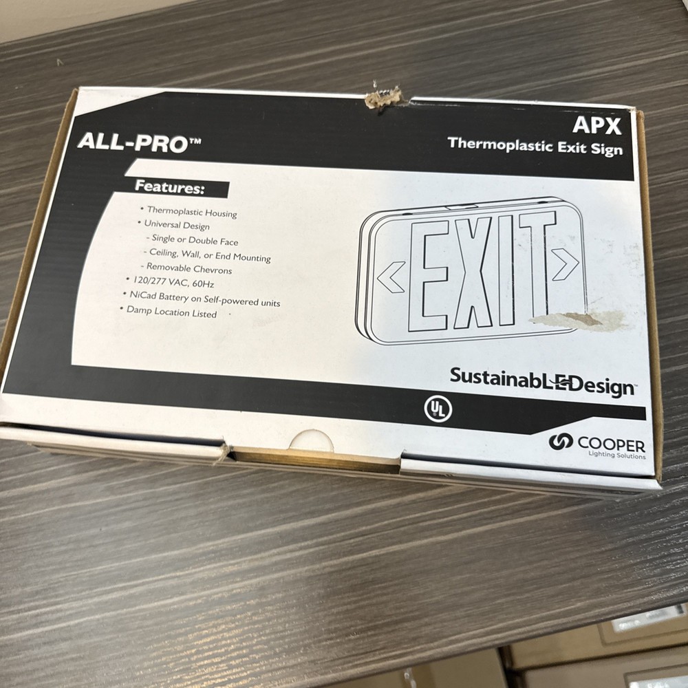 All-Pro Thermoplastic Self Powered Emergency Exit Sign APX6R