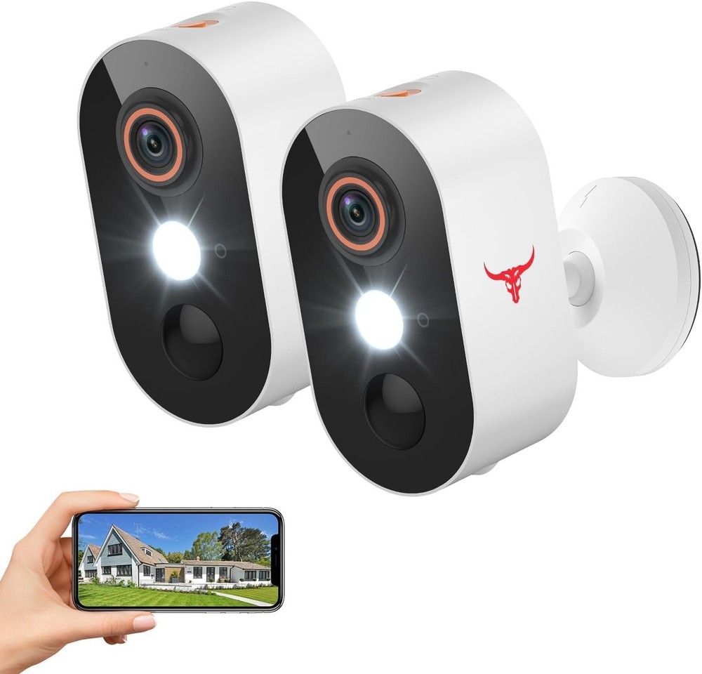 2 Pack Wireless Security Camera System Smart Night Vision Outdoor WiFi Cameras
