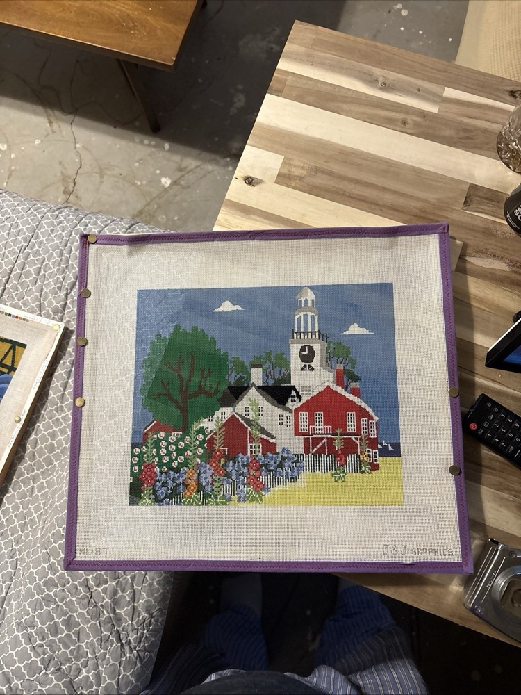Country Chapel 15" x 17" Needlepoint Kit Framed