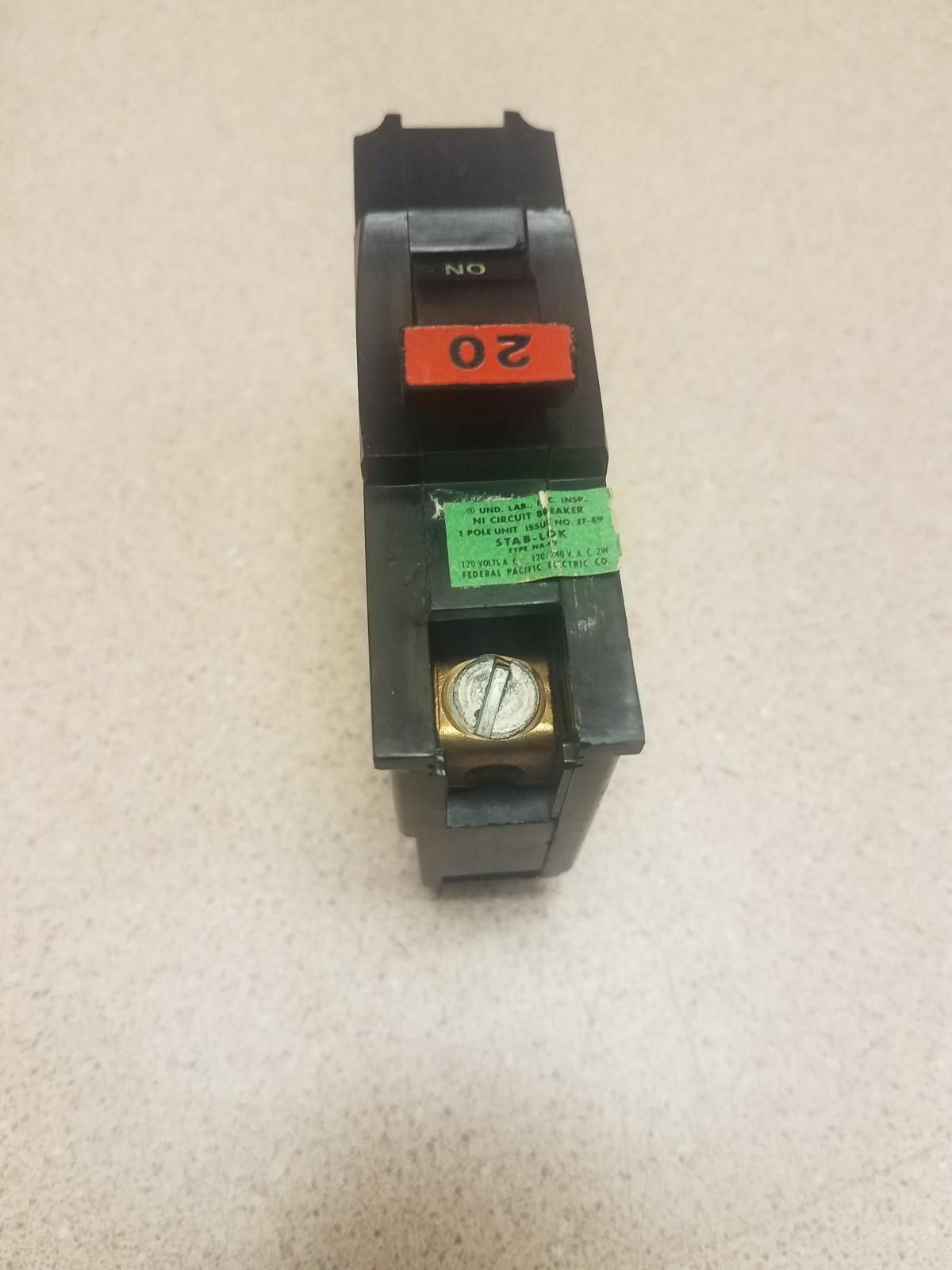 NA120 20 amp 1 pole Federal Pacific Electric STAB-LOK (Full Size) Breaker