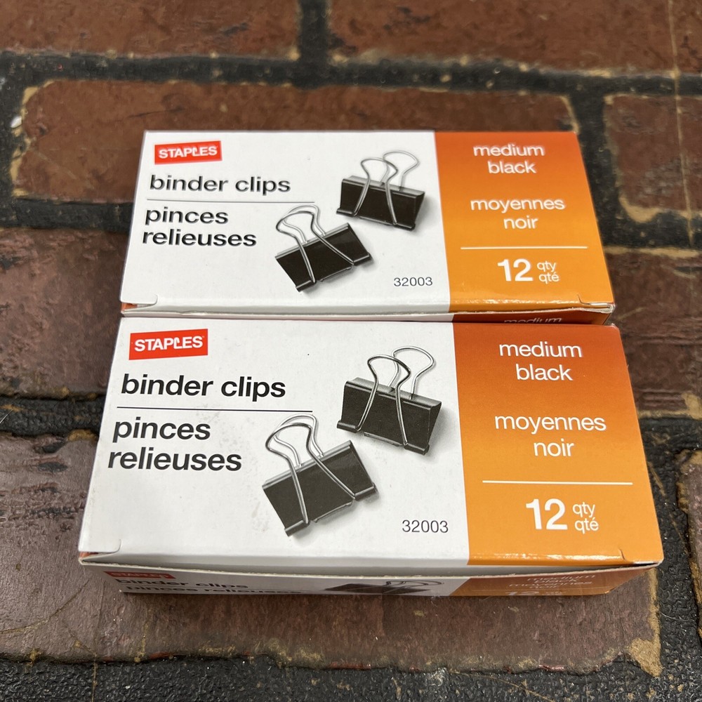 Staples Medium Binder Clip, (2 boxes - 24 qty)  -1/4"