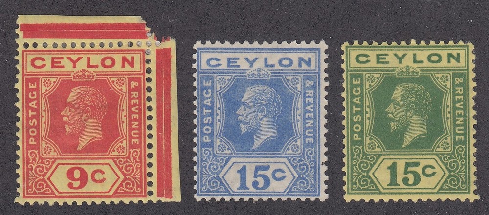 Ceylon #232, 235, 236 Mint