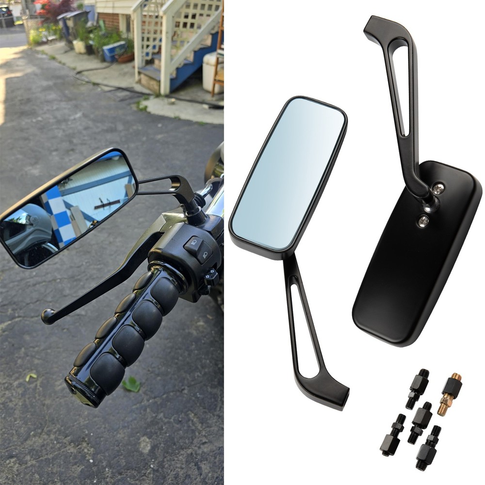 Black US Rectangular Motorcycle Rear View Side Mirrors For Honda Shadow Bobber