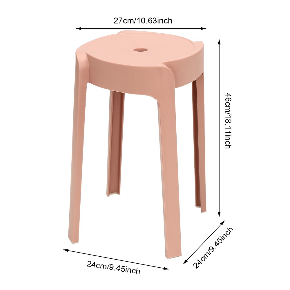 Plastic Stool Counter Kitchen Stools 18'' Set of 4 Backless Stackable Bar Stools