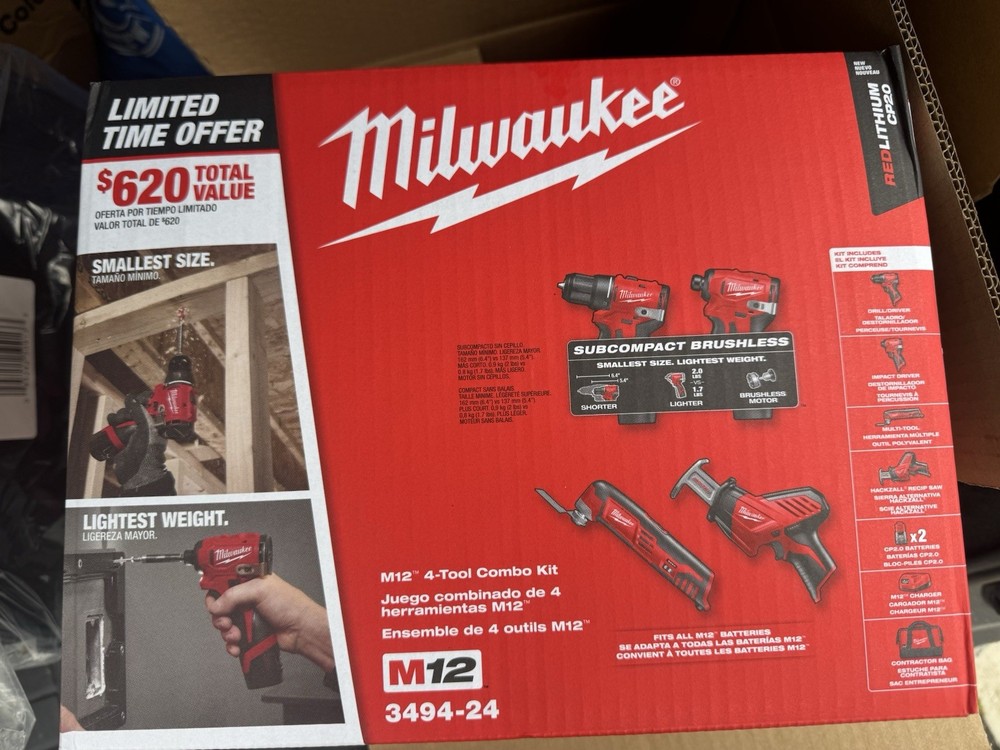 Milwaukee M12 Subcompact Brushless 4-PieceCombo Kit