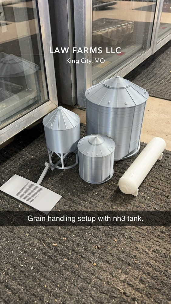 1/64 scale grain Bin Set With Pit & Nh3 Tank