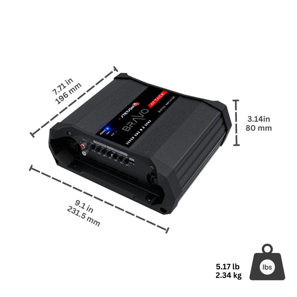 Stetsom BRAVO ATTACK 3000 Watts RMS Mono Full Range Digital Amplifier 4Ohm