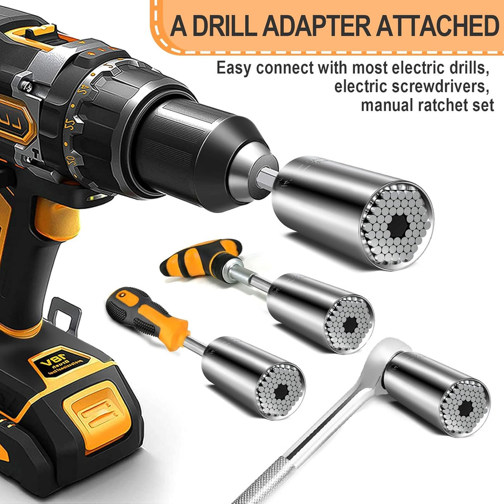 Universal Socket Tool Set with Power Drill Adapter - Perfect Valentine's Gift