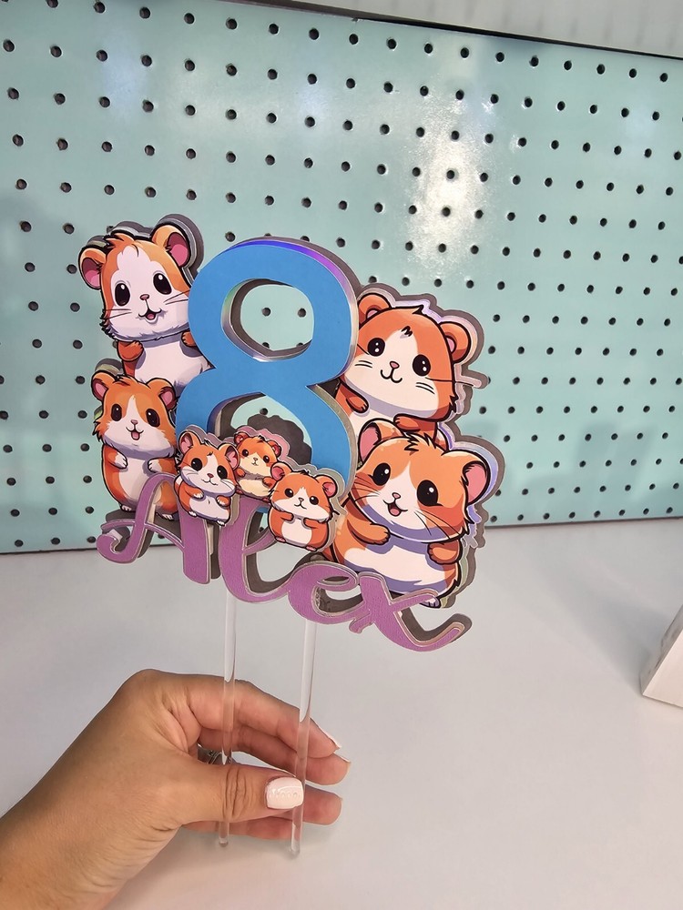 Personalized Cake Topper Hamster Theme