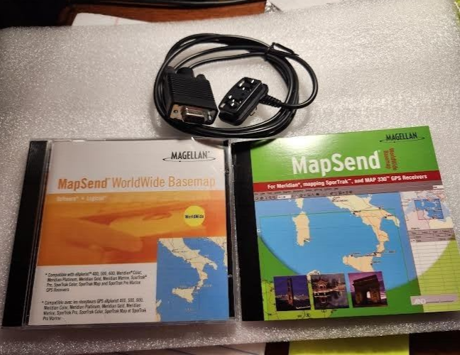 Mapsend Worldwide Basemap Software V1.10a Meridian Platinum GPS +Data Cable