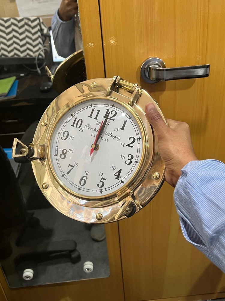 9 " Nautical Brass Porthole Wall Clock – Maritime Ship Window Clock