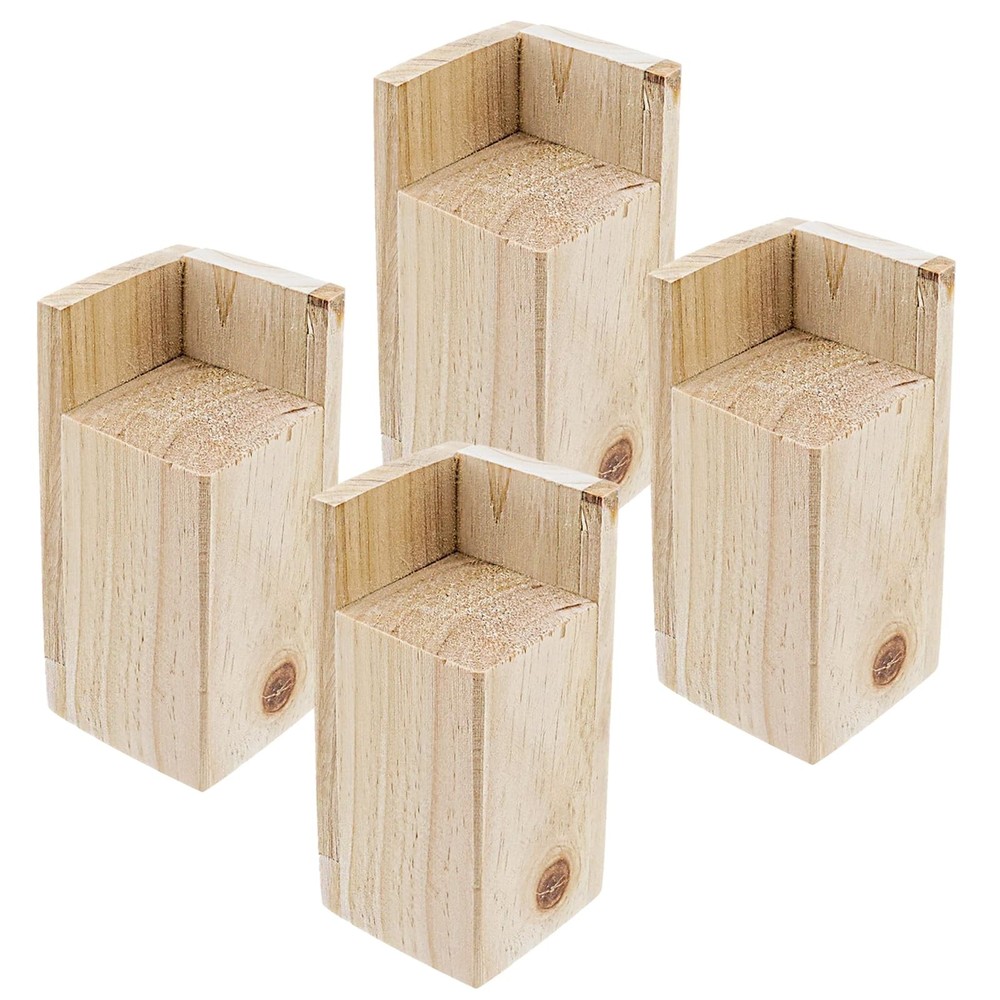 Solid Pine Wood Bed Frame Risers 4Pcs, 4 Inch Rising Height, 880 lbs, L Shape...