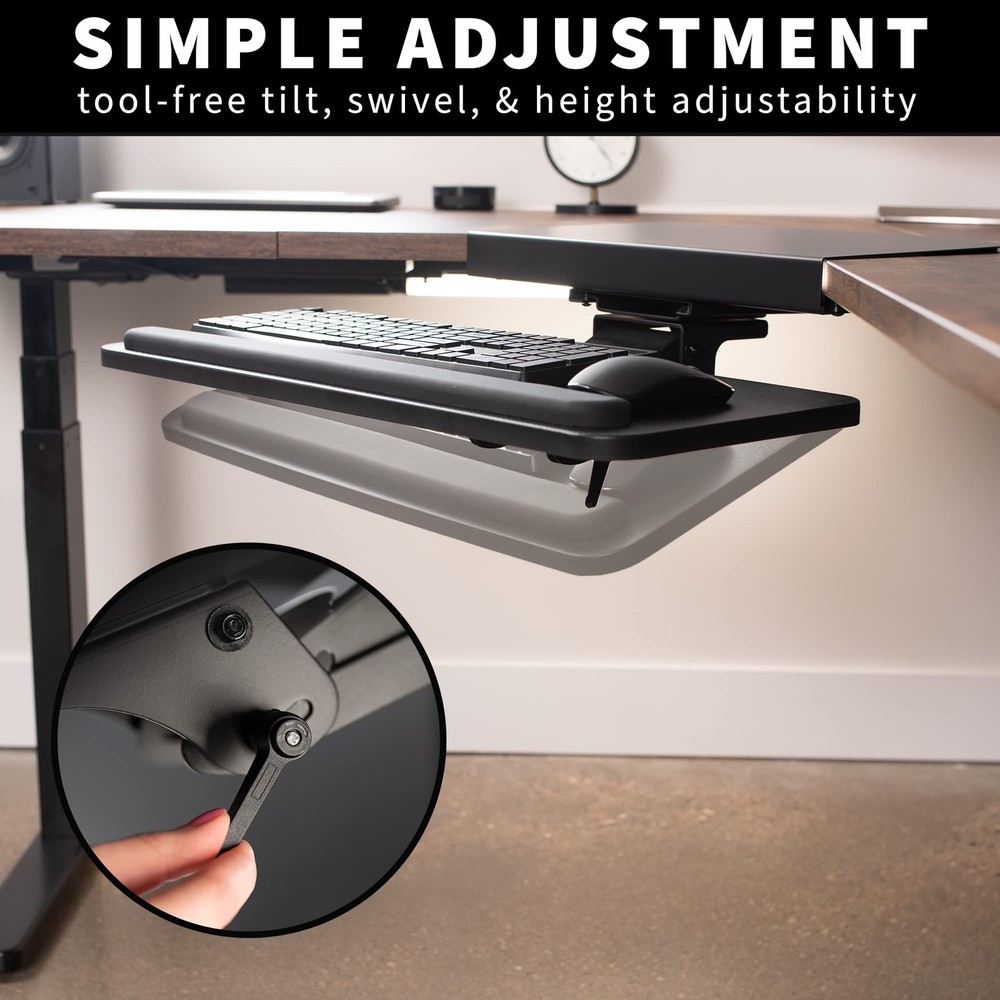 Adjustable Computer Keyboard and Mouse Platform Tray with Corner Connector, E...