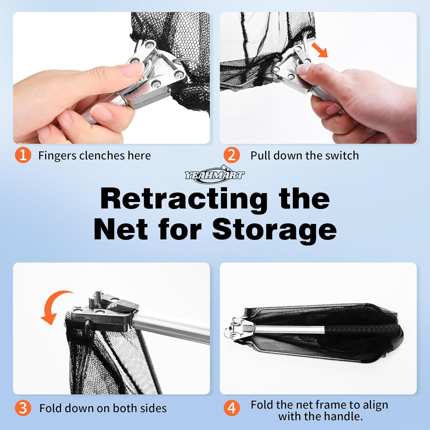 Fishing Net Minnow Nets with Aluminum Collapsible Telescopic Fishing Pole Handle