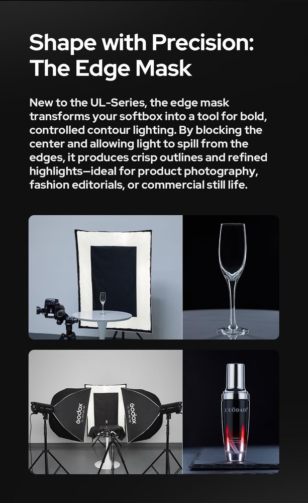 Softbox UL-30x45 11.8"x17.7" Rectangular Softbox, Quick-Release Umbrella Desi...