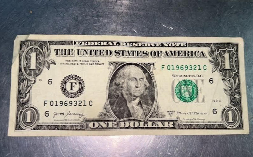 F 01969321 C Dollar Bill Error Ink Fountain Contamination Error 2017A