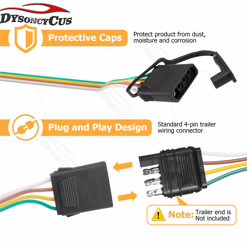4 Way Trailer Tow Hitch Wiring Harness For Ford Bronco 21-2024 w/ LED Taillight