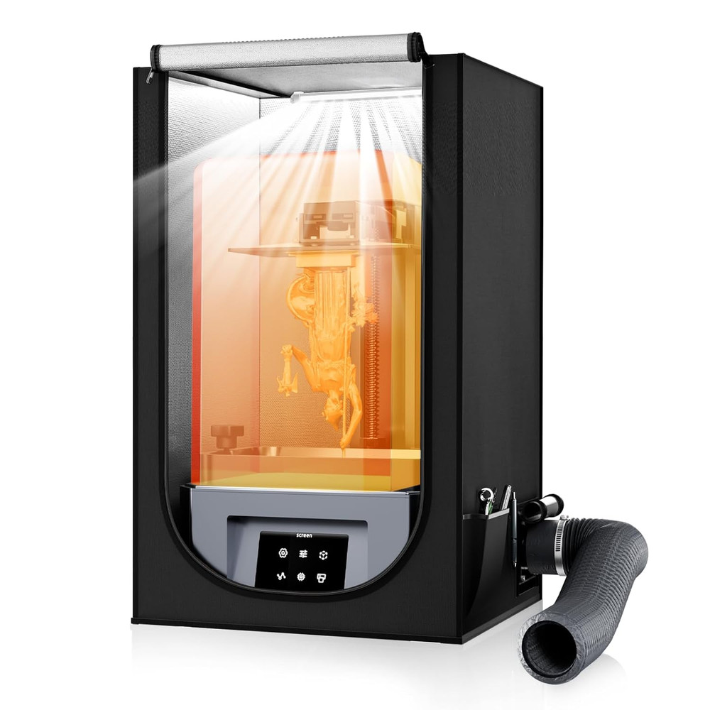 Multifunctional Resin 3D Printer Enclosure with Ventilation Kit & LED Light, 3D