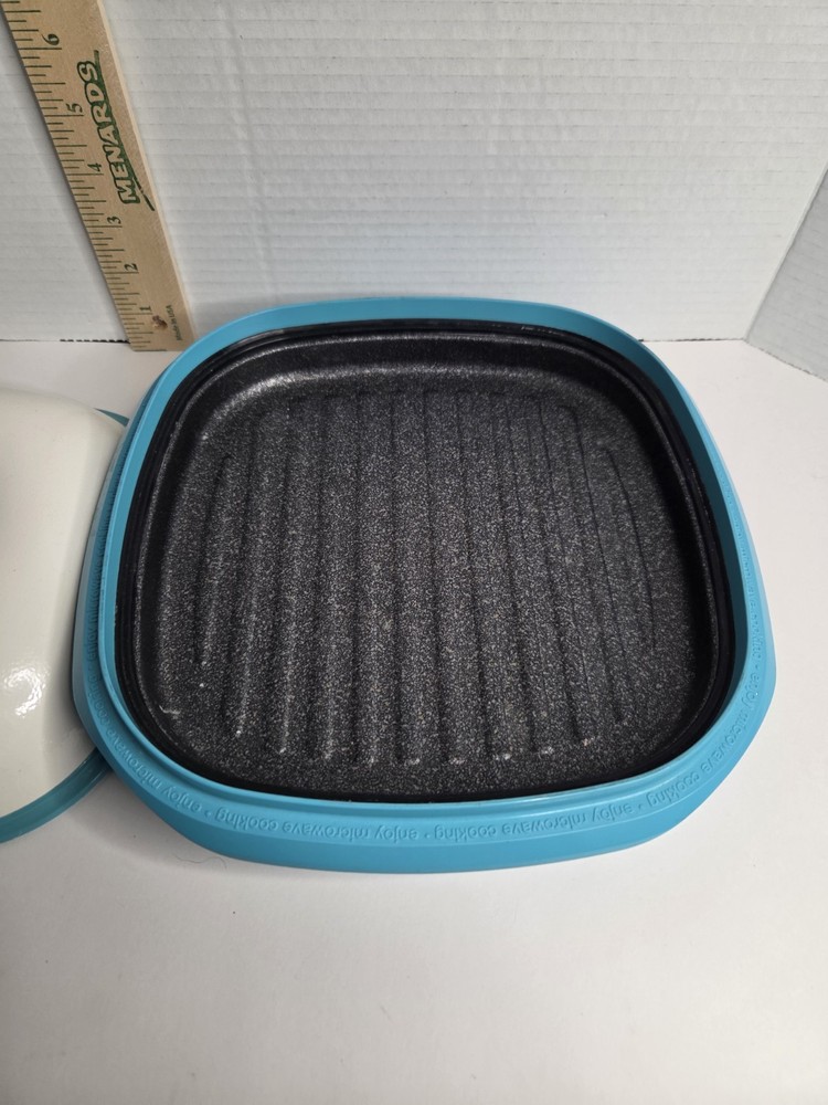 Range Mate Microwave Grill Pan Teal & White With Lid