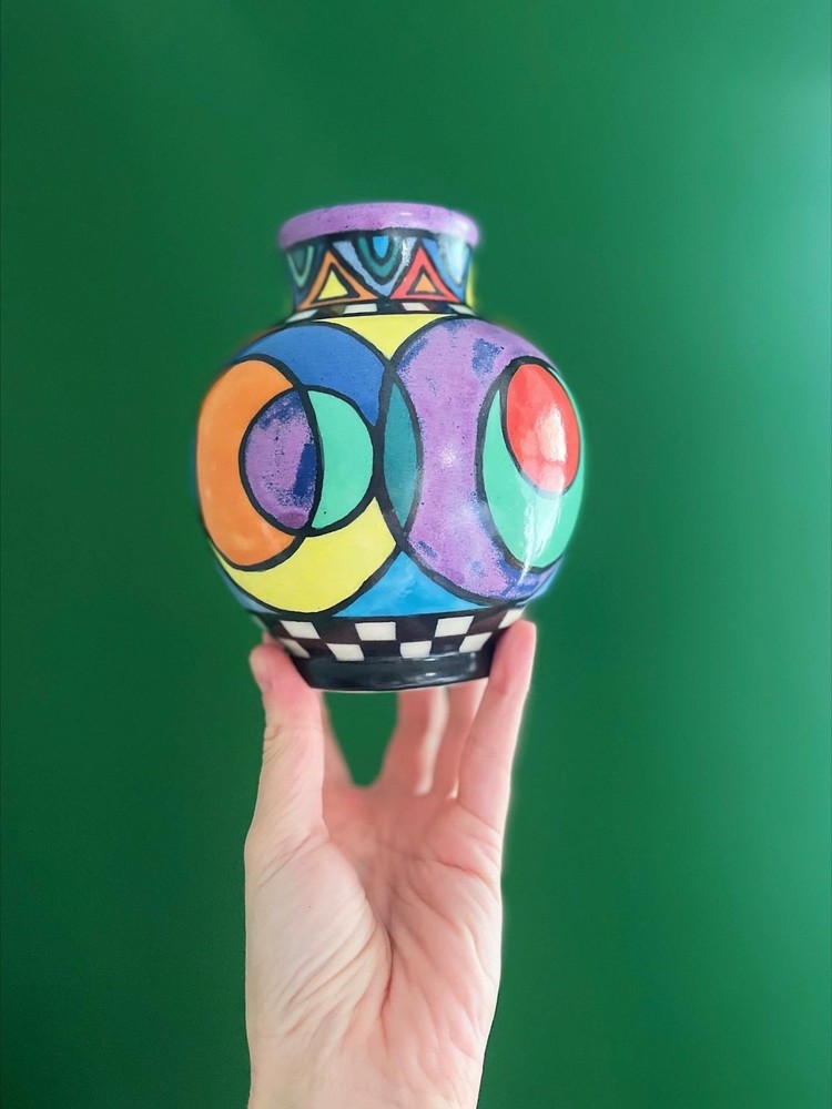 Abstract Handpainted Ceramic Vase