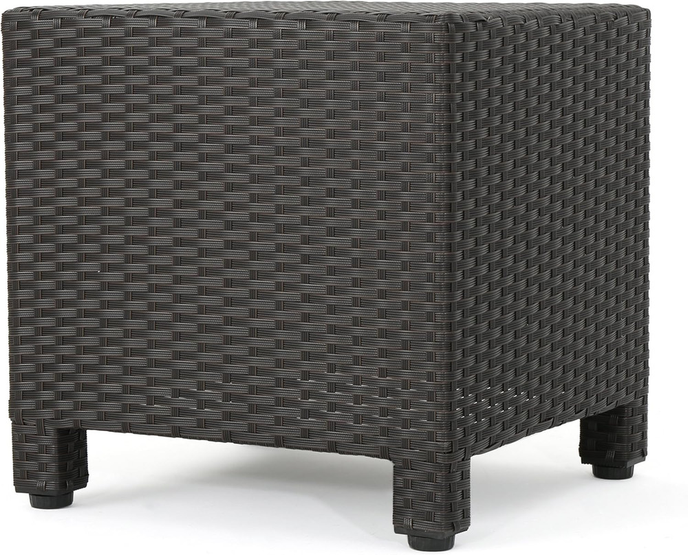 Puerta Outdoor Wicker Side Table, Dark Brown