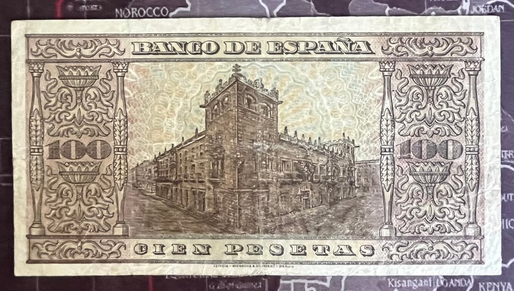 SPAIN 1938 100 PESETA NOTE