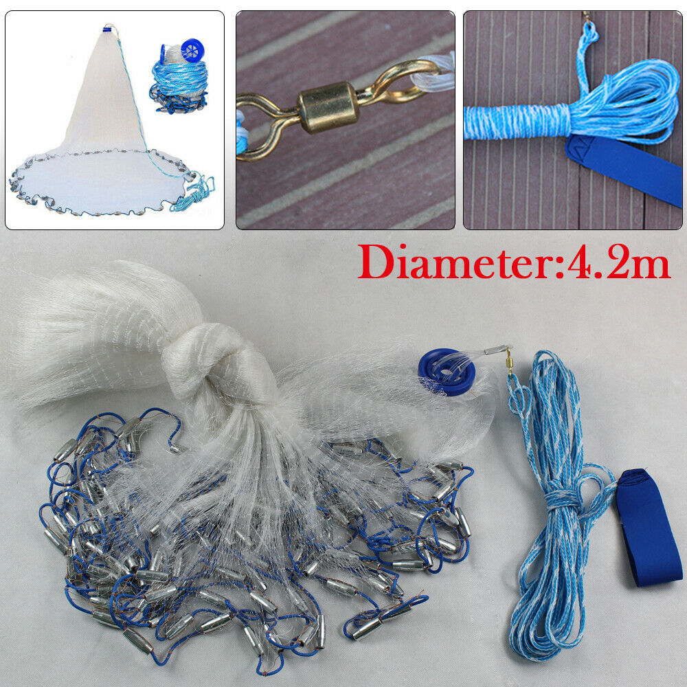 14ft Cast Net Quick Throw Mesh，Mesh Fishing Catch Net