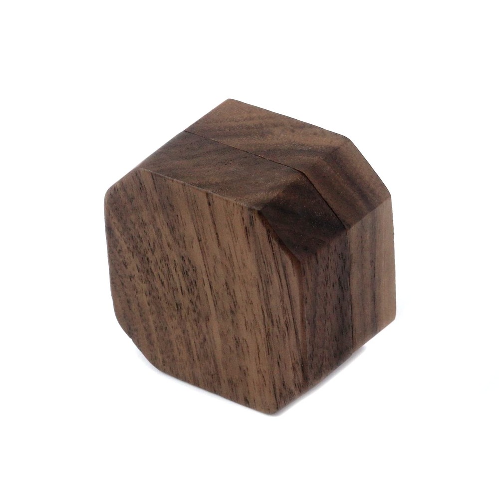 Tighall Black Walnut Wood Portable Proposal Ring Box, Octagonal Box