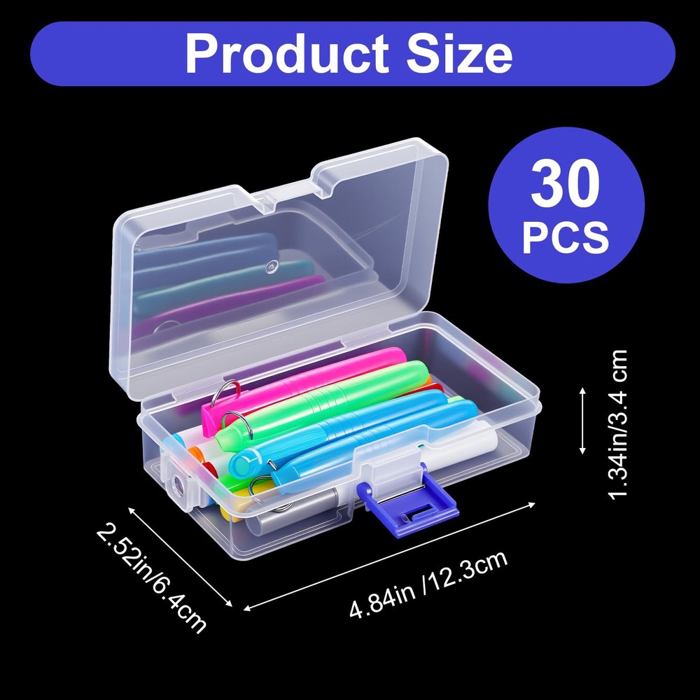 30 Pcs Plastic Crayon Boxes with Latching Lid Crayon Organizer Storage Contai...